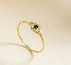 Blue Sapphire Cz Evil Eye Ring